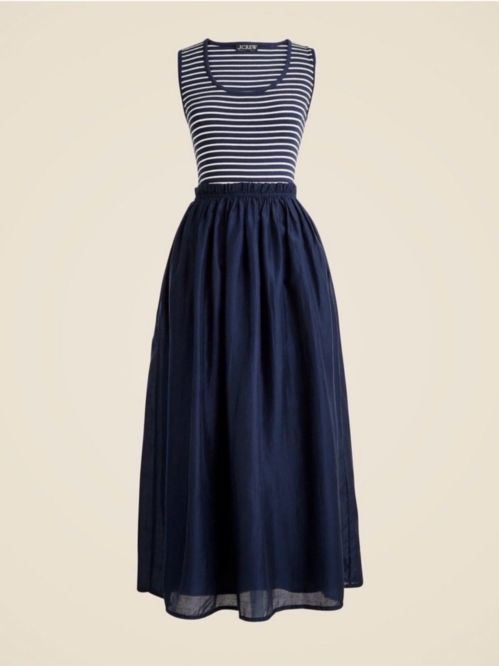 J. Crew Navy and White Striped Maxi Dress
